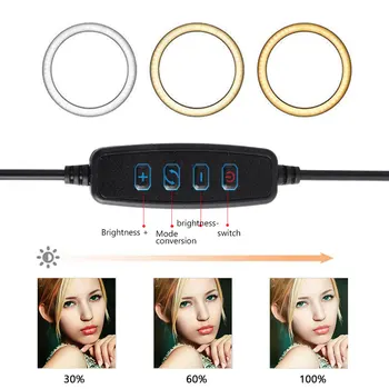 

14/10/6 inch Desktop Ring Photography light Mini LED Light Stepless Dimming With Tripod Stand USB Plug For YouTube Video Live
