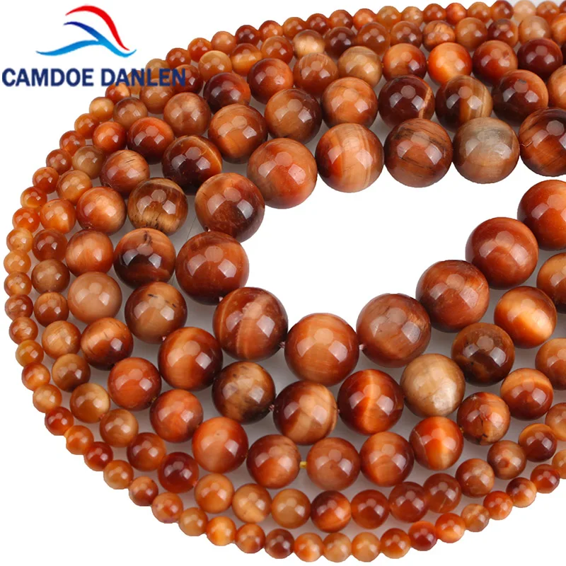 

Natural Gem Stone Beads Brown Orange Sun Tiger Eye Stone Round Loose Beads 4 6 8 10 12 MM For Diy Bracelet Jewelry Making