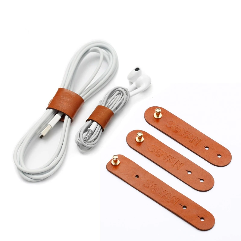 

3 Pcs 1 Set PU Cable Organizer Winder Wire Clip Earphone Holder Mouse Cord Protector HDMI Cable Management