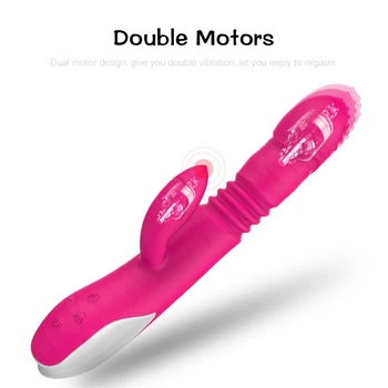 Telescopic Vibrator Dual Heating AV Wand Female Masturbator Silicone Dildo Clitoral G-spot Stimulator Adult Sex Toy for Woman 3
