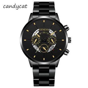 

CandyCat Fashion Men's Watch Geneva Creative Calendar New Style Alloy Steel Belt Watch