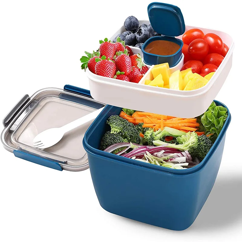 Портативный Ланч-контейнер для салата To Go салатницы 52-oz с 3 отсеками в стиле бенто