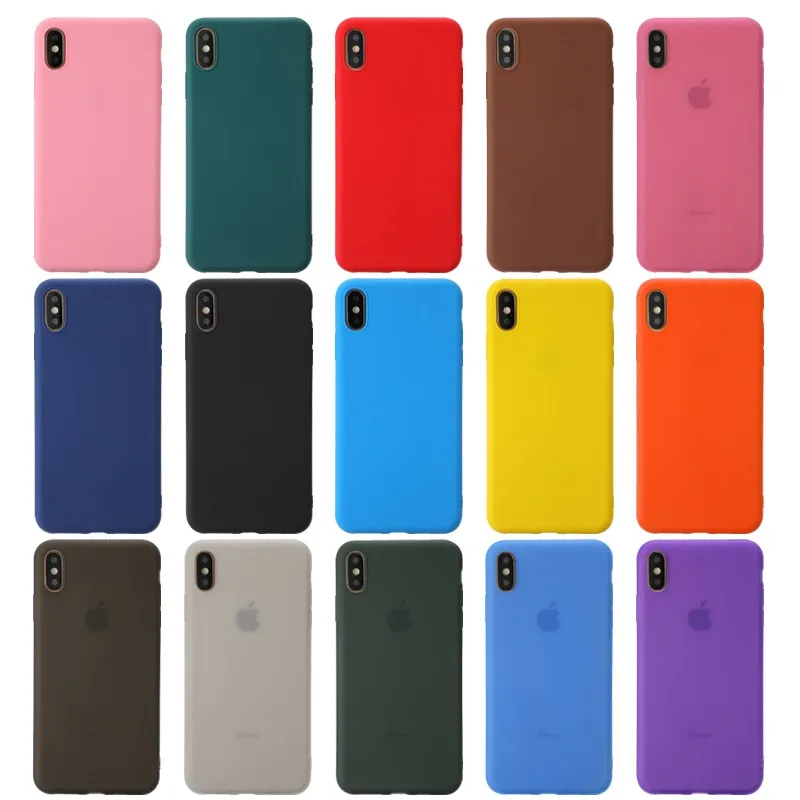 Coque de téléphone en silicone souple de couleur unie, étui de luxe pour Iphone X 11 12 mini pro Xs Max Xr 10 8 7 6 Plus se 4.7