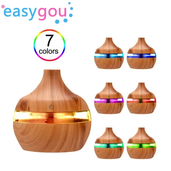 

300ML Wood Grain Humidifier Spherical Humidifier Water Drop Home Office Using Colorful Lights Air Humidifier Spray Diffuser