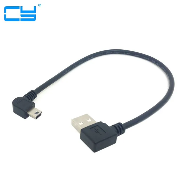 0.25 M Curto Esquerda Angulo Mini Usb Per Tpye A Macho 90 Graus Esquerda Usb Angolare Cabo De Carga Cabo De Dados