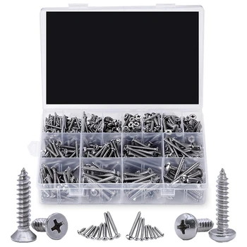 

570Pcs Self Tapping Screws Assortment Set M3/M4/M5/M6 Stainless Steel Sheet Metal Screws Kit Wood Screw Assortment