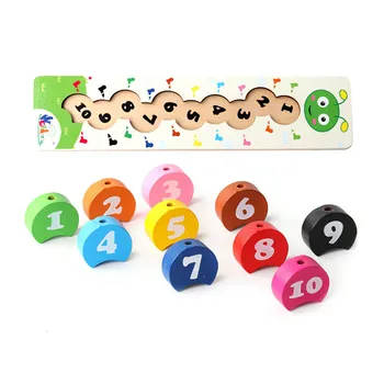 

Wooden Learning Toys Colorful Number Stringing Threading Caterpillar Digital Beading Baby Math Montessori Educational Toys 1-10