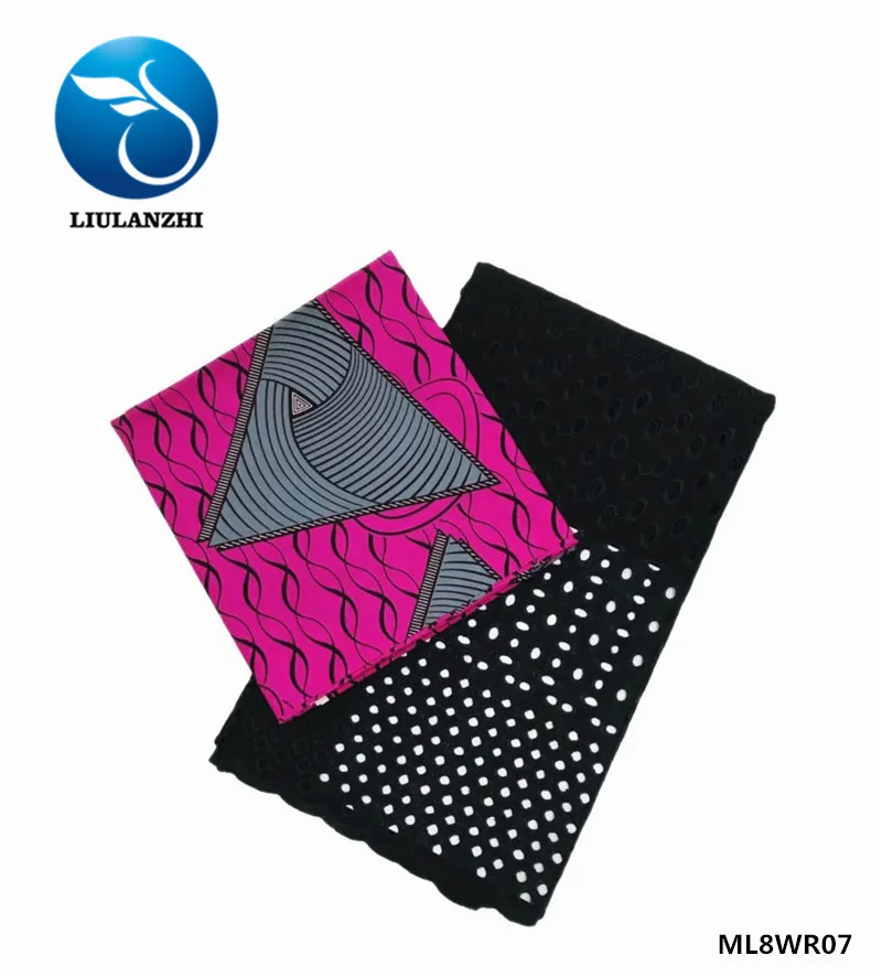 LIULANZHI в африканском стиле из хлопчатобумажной ткани; Гарантированное качество хлопок воск ткань с черная хлопковая кружевная ткань ML8WR01-ML8WR29