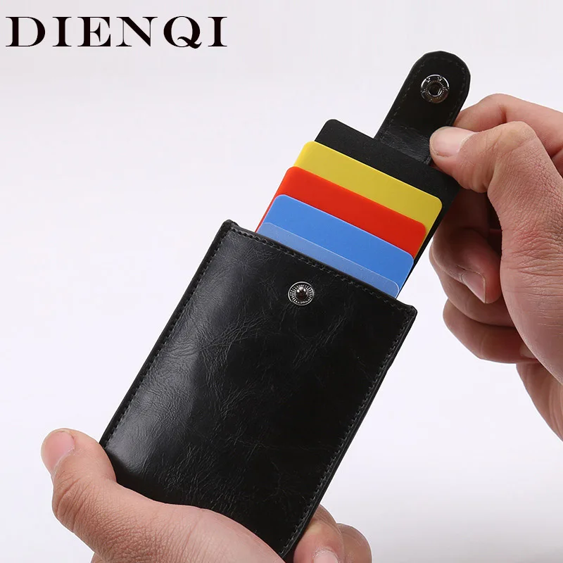 Чехол DIENQI с Rfid блокировкой и защитой от магнитных элементов кожаный винтажный