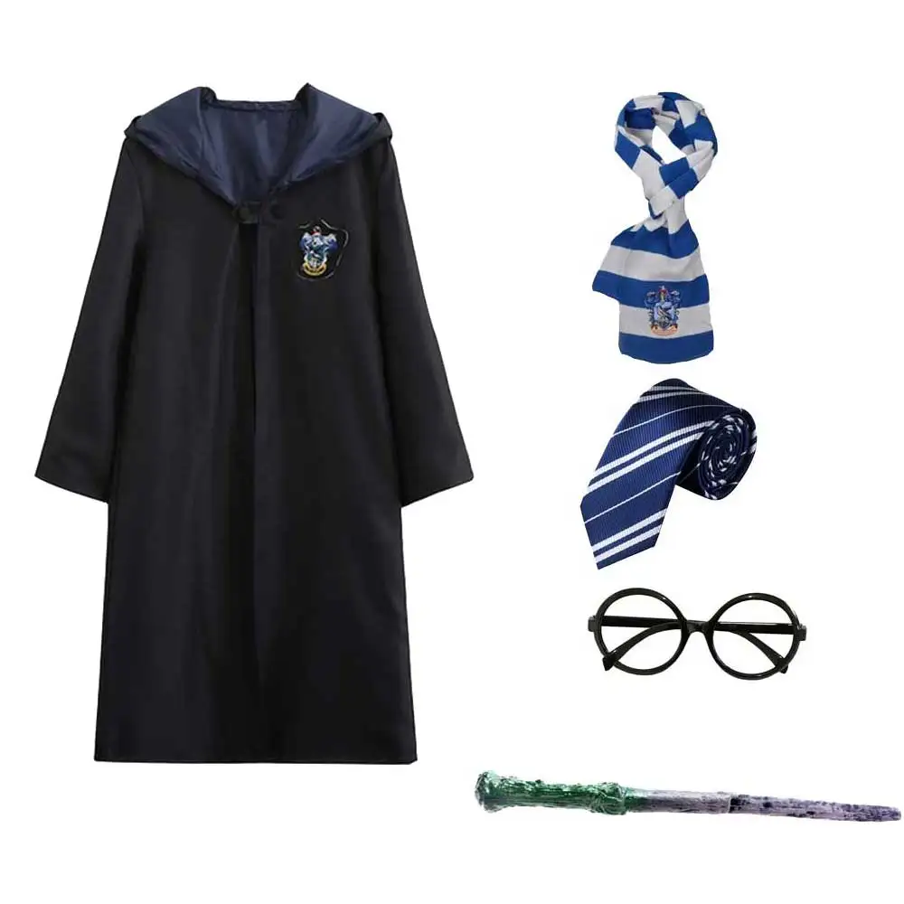 Costume Set B 5 Гриффиндор Слизерин Квиддич халат Плащ взрослый костюм ведьмы на Хэллоуин Косплей Драко Малфой накидка для мужчин и женщин вечерние Косплей - Цвет: Costume Set B 5