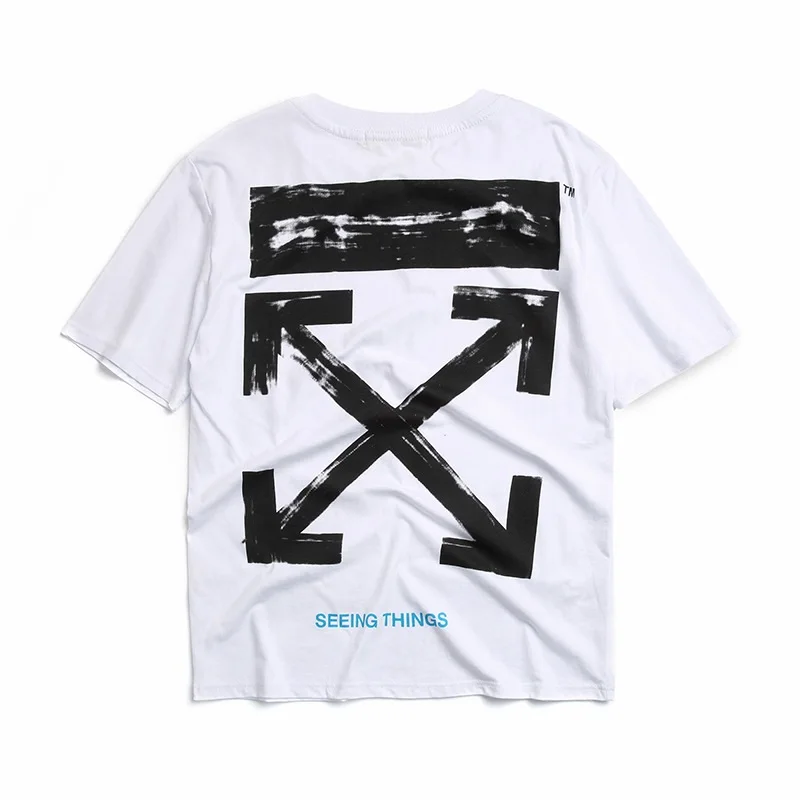 OFF-WHITE новая футболка с круглым вырезом и буквенным принтом в виде стрелы с коротким рукавом OW свободная Мужская
