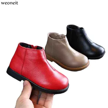 

Weoneit 2020 Autumn Winter Baby Girl Boots Soft Toddler Girl Boots Solid Leather Ankle Boots Baby Girls Boys Kids Boots CN 15-25