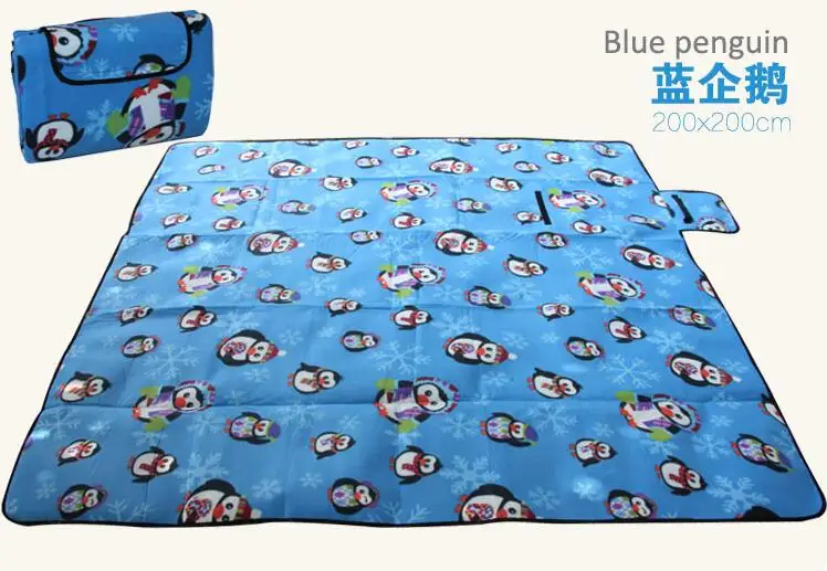 Blue penguin 200x200 см водонепроницаемый складной коврик для пикника на открытом воздухе, Кемпинг, пляж, влагостойкое одеяло, портативный походный коврик, походный пляжный коврик - Цвет: Blue penguin