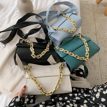 

2020 New Summer Thick Chain Cross-body Bag for Ladies High-quality PU Leather Thick Strap Shoulder Bag Beach Shopping Purse
