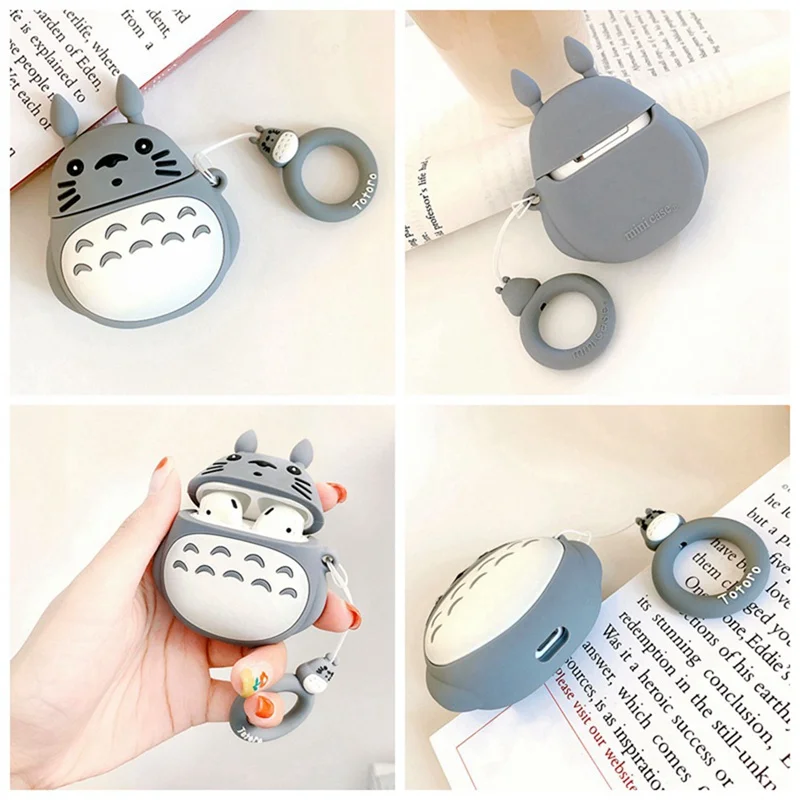 Чехол для AirPods с 3D милым мультипликационным принтом Kawaii Totoro чехол для наушников для Airpods 3/i10/i11/i12 TWS Защитная крышка с кольцом на палец