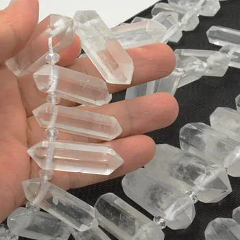 

Natural Rock Crystal Hexagonal Column Point Beads 8x20mm-10x40mm