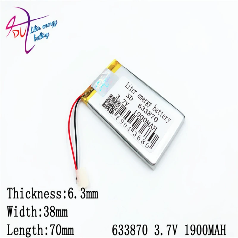 3 7 V 1900mAH 633870 654070 плиб полимерный литий-ионный аккумулятор для GPS mp3 mp4 mp5 dvd bluetooth
