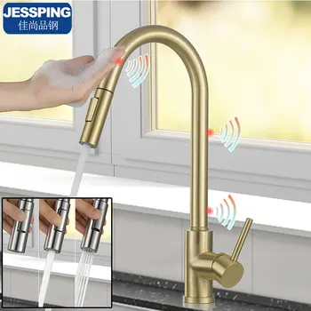 

smart touch sensor kitchen faucet pull out shower head washing sink mixer taps