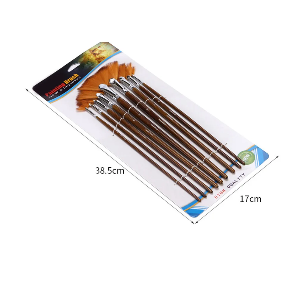 9 шт. набор кистей для веерных волос нейлоновая деревянная длинная ручка кисть