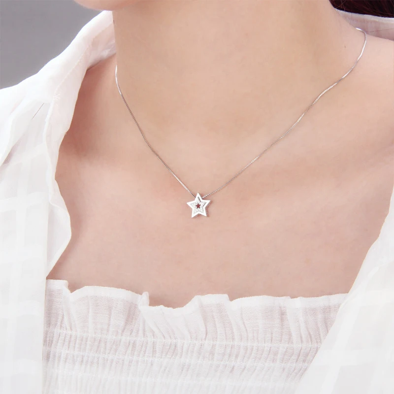 Pendant Necklace Silver Necklace Silver Pendant Silver Necklace Charms CLUCI Real 925 Sterling Silver Double Star Shaped Pendant for Women Necklace Jewelry Making Zircon Charms Only Pendant DP001SB
