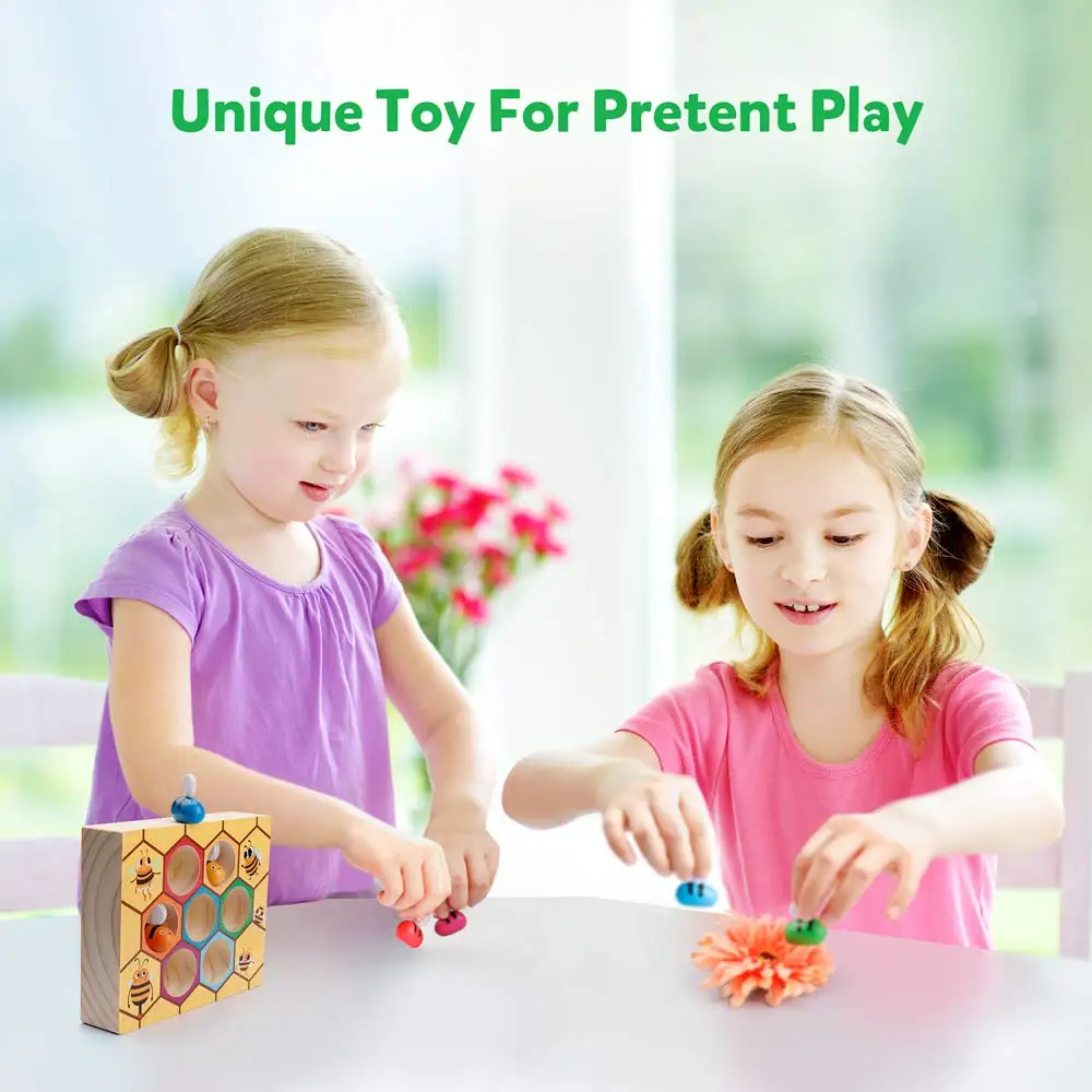 Kids Clip Beehive Games Intelligence Color Cognition Toy Clip Small Bee Toy Wooden Baby Early Montessori Childhood Education Toy