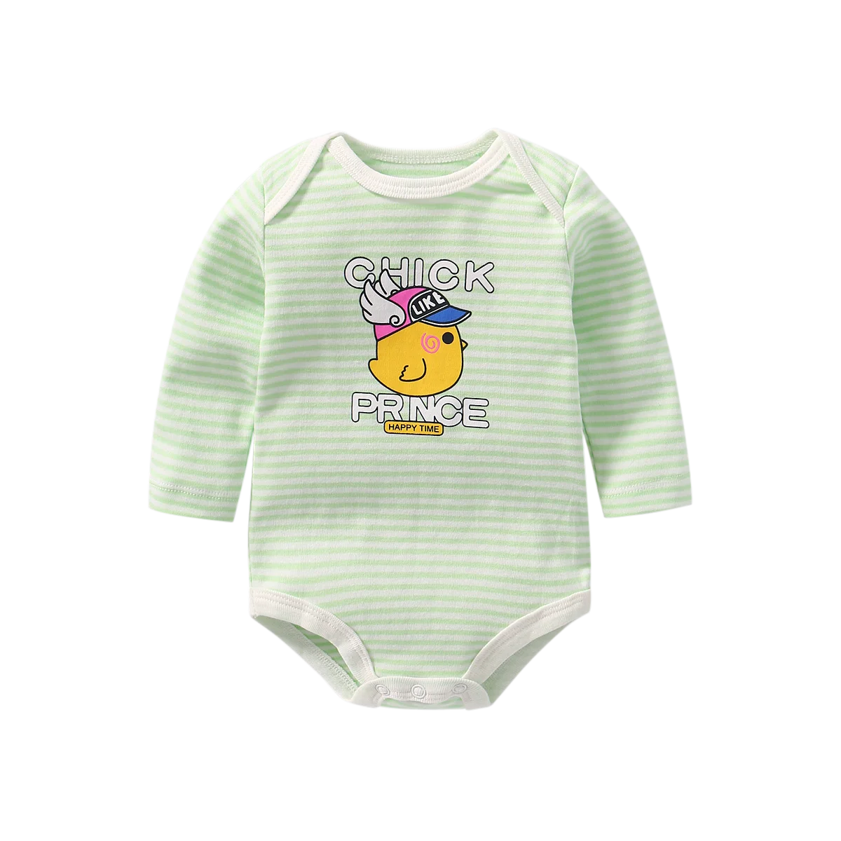 Striped Chick Детские ползунки для девочек; боди для маленьких девочек; боди с длинными рукавами для новорожденных; хлопковое боди для малышей; одежда для близнецов; одежда в горошек - Цвет: Striped Chick