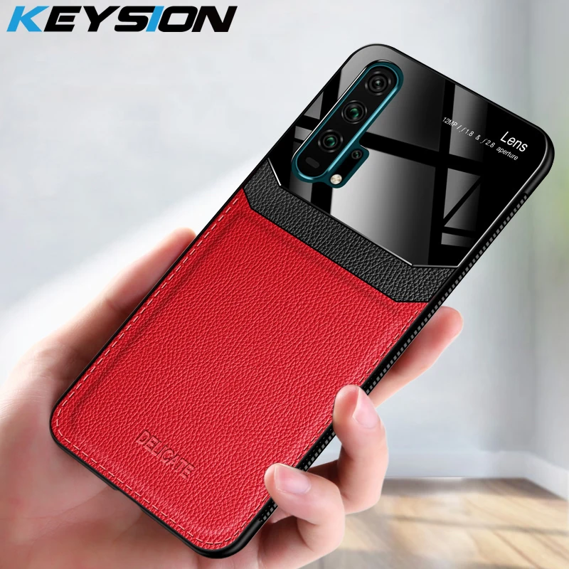 Ударопрочный чехол KEYSION для Huawei Honor 20 Pro 10 10i Lite кожаный зеркальный стеклянный