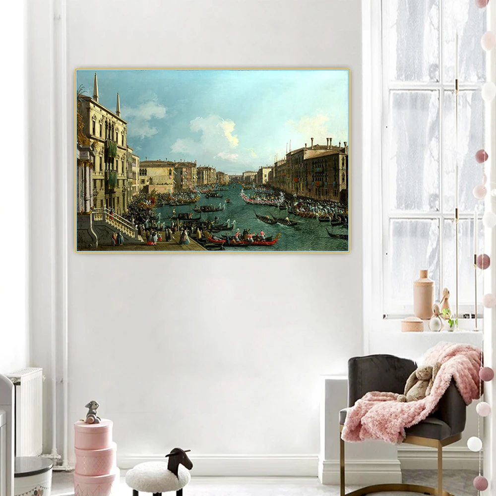 Citon Canaletto 》 Regatta on the Canale Grande картина маслом на холсте художественный постер фон