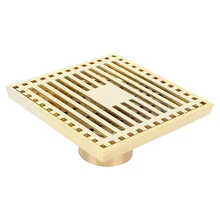 Pure Copper Square Drain Shower Sink Drain Anti-Odor Bathroom Floor Drain Tile Insert Invisible European Vintage 10X10cm