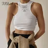 FSDA 2022 Letter Print Crop Top Women Casual Summer Off Shoulder Black Basic Sexy White Ribber Fashion Tank Tops Sleeveless ► Photo 2/6