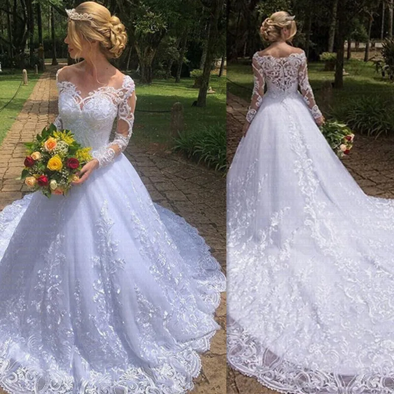 Vestido De Noiva хорошее качество кружевное свадебное платье с длинными рукавами с реальным рисунком Robe De Mariee