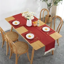 

Waterproof Table Runner With Tassels New Year's Tablecloth For Table Setting Cover Home Dining Christmas Party Decorations 2021