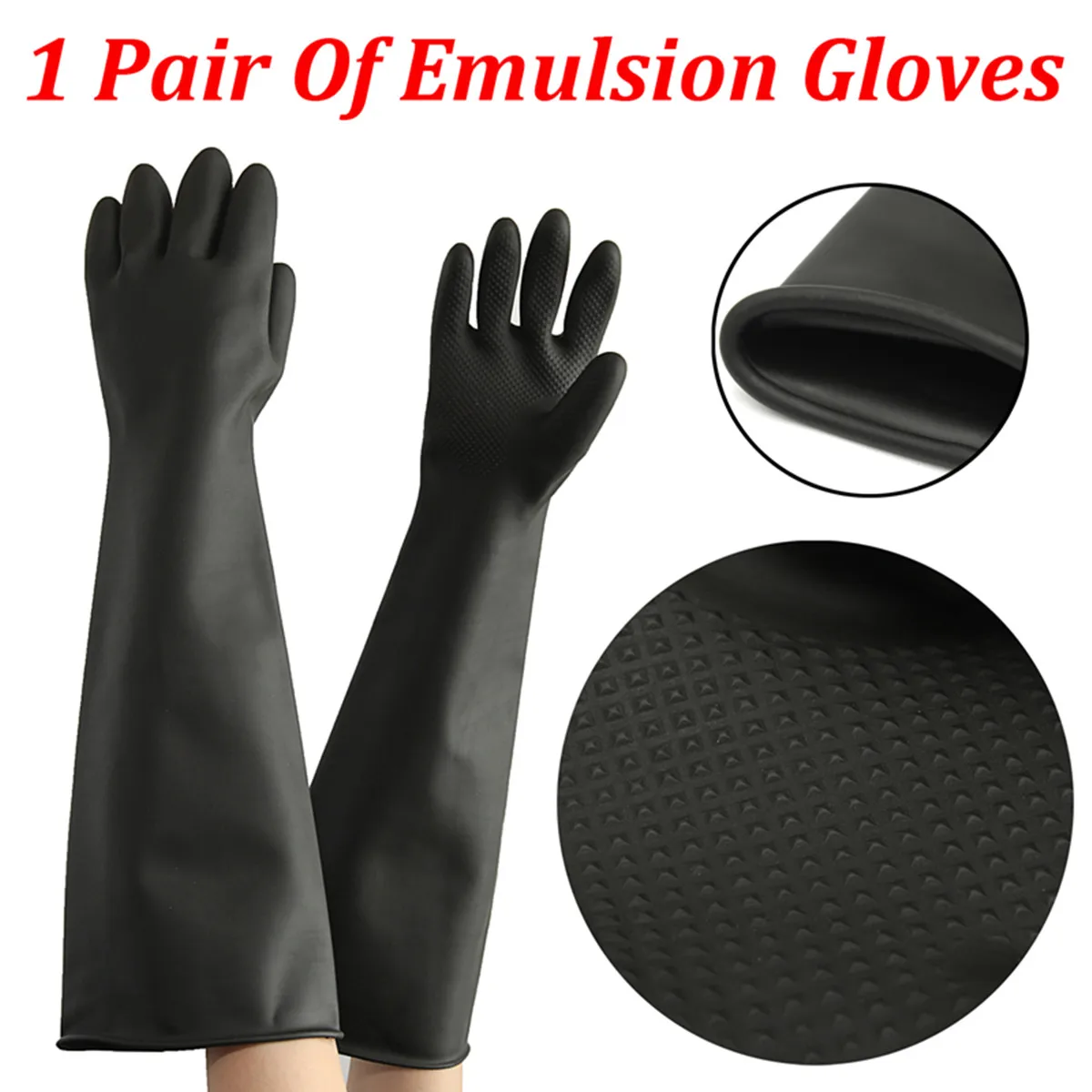 60cm Long Industrial Anti Chemical Acid Alkali Rubber Gloves 