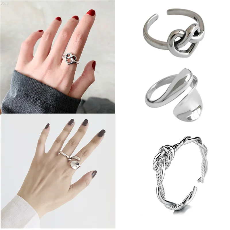 Женское витое кольцо в виде сердца металлическое серебряное геометрическое