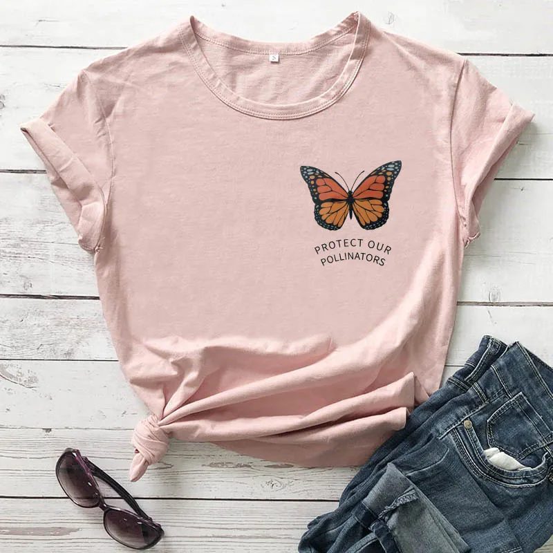 

Protect our Pollinations Printed New Arrival Unisex Funny Casual 100%Cotton T-Shirt Save our planet shirts nature lover Tees