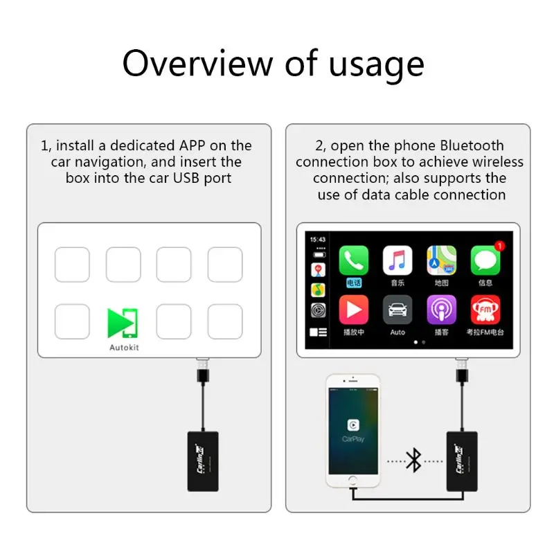 OOTDTY беспроводной смарт Ссылка Bluetooth CarPlay ключ мини USB модуль коробка для iOS ANdroid