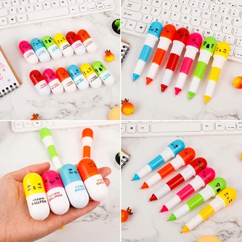 

24 Pcs/Set Pill Ballpoint Pen Office And School Supplies Cute School Supplies Stationery Ballpoint Pen Set Office Accessories