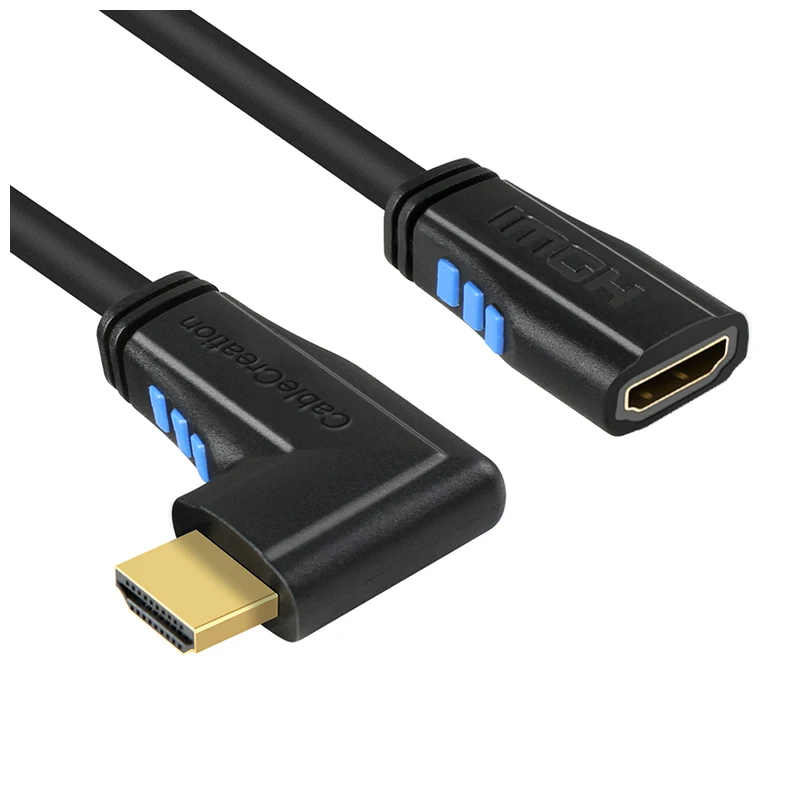 HDMI 2,0 удлинитель, левый угол 90 градусов вертикальный левый 4K(60 Гц) HDMI 2,0 мужчин и женщин кабель, 3D видео, Ethernet, аудио