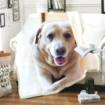 

Labrador Throw Blanket on Bed Sofa Autumn Spring Flannel Plush Sherpa Dog Pet Blankets for Adults Kids Bedspread