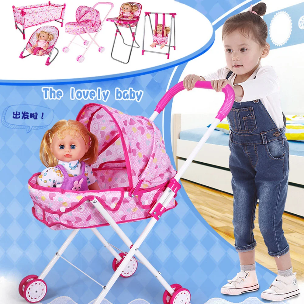 Doll House Accessories Lifelike 31CM Baby For Girls Stroller Play Simulation Furniture Toy Pretend Dollhouse | Игрушки и хобби