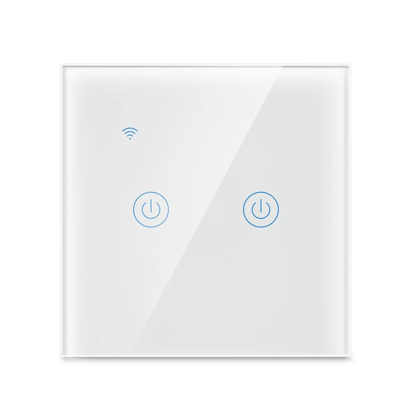 1/2/3 Gang 1 Way Tuya WiFi Smart Switch Wall Light Switch WiFi Single live line for application without neutral wire - Цвет: 2 Gang White