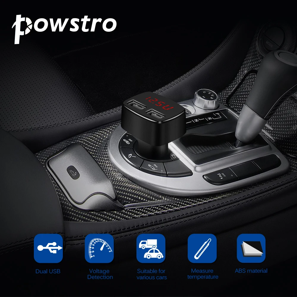 

Universal Dual USB Car Charger powstro 3.1A Quick Charger LED Display Cigarette Lighter Phone Adapter Car Voltage Diagnostic
