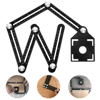 

Six-Fold Ceramic Tile Hole Locator Folding Ruler Adjustable Angle Ruler Drill Guide Woodworking Gauge Slide Ruler Measuring Tool