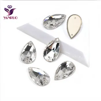 

YANRUO Top 3230 Teardrop All Size Clear Crystals Sew on Rhinestones Sewing Stones For Clothes Decoration Wedding Dress