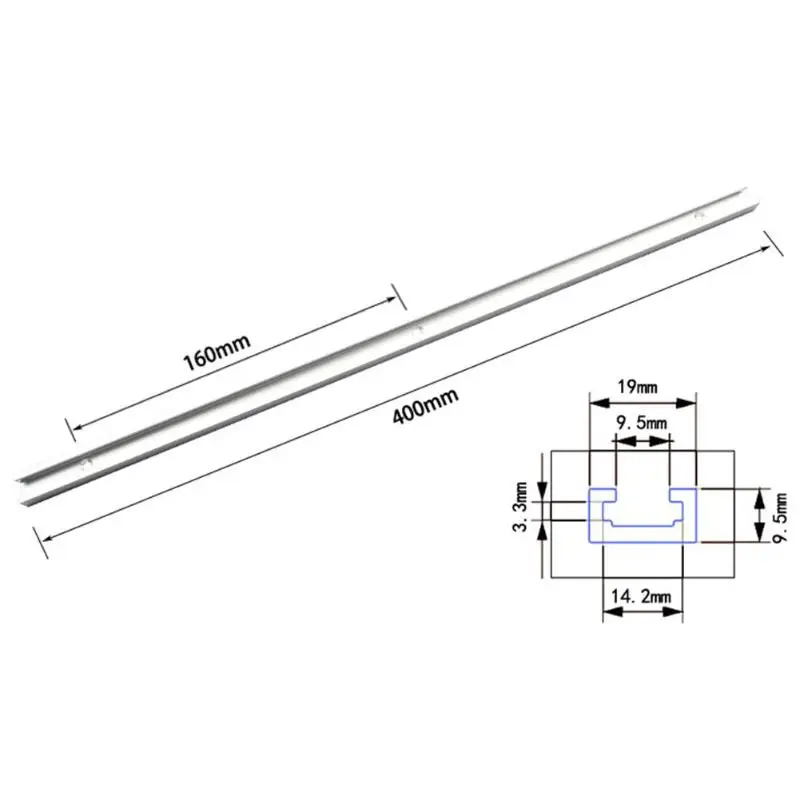 300-500 мм алюминиевый т-треков слот клещи бар слайдер деревообрабатывающий верстак пила калибровочный стержень поверхности анодированного - Цвет: 400mm