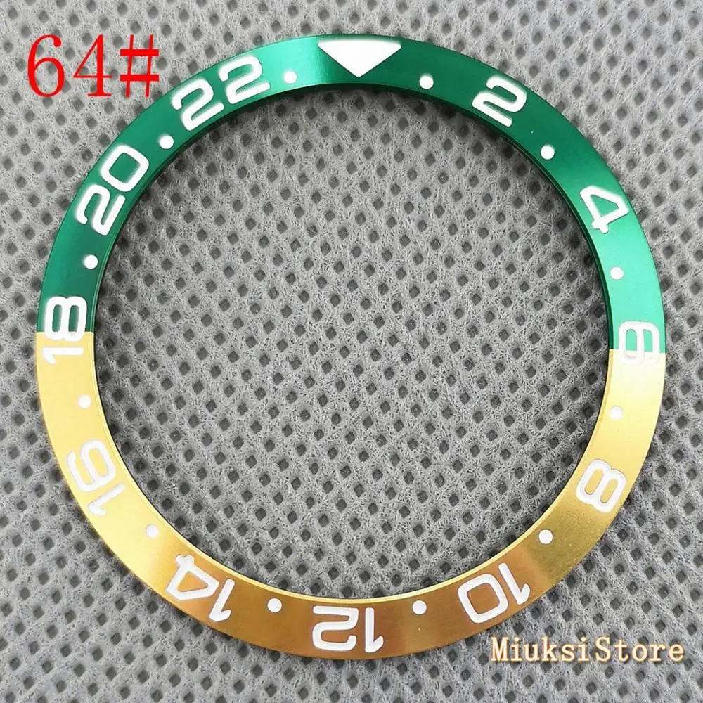 64 Parnis 38mm black blue white green Ceramic/Titanium Bezel insert for 40mm case Watch accessories bezel - Цвет: 64