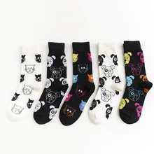 Осенние модные хлопковые парные носки, смешная собака, собака, узор, Средний Носок, уличная одежда, рождественские носки для женщин