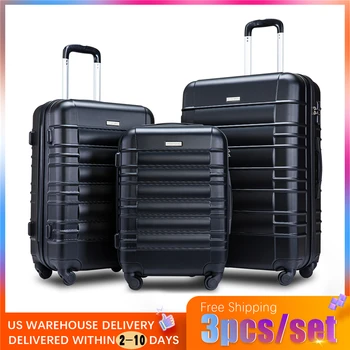 

3 Piece Set Travel Tolley Case Luggage Suitcase Spinner Mute Wheels Rolling Luggage women men 20 24 28inch