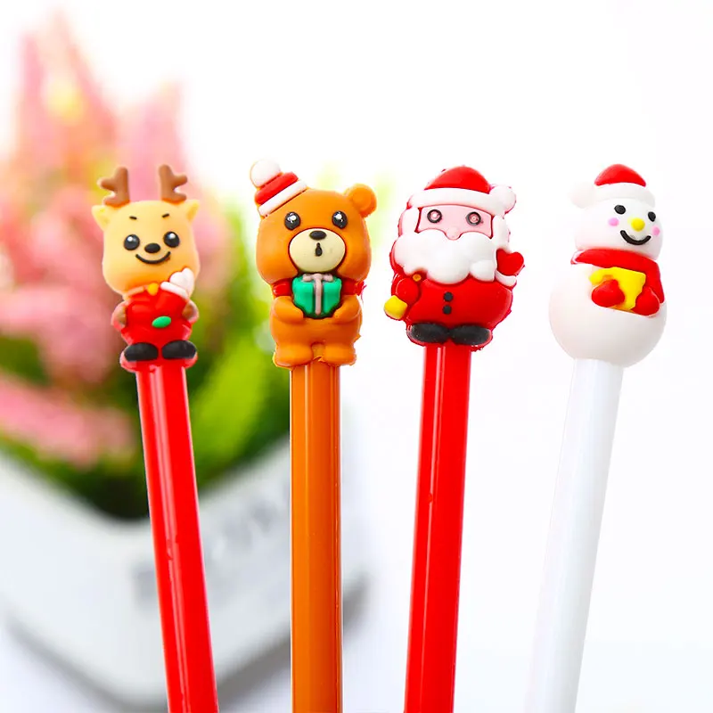 Creative Cute Kawaii Cat Dog Gel Pens School Pink Panther Unicorn Panda Mermaid Corn Fox Stationery Kawai Thing Stationary Store - Цвет: christmas random 1pc