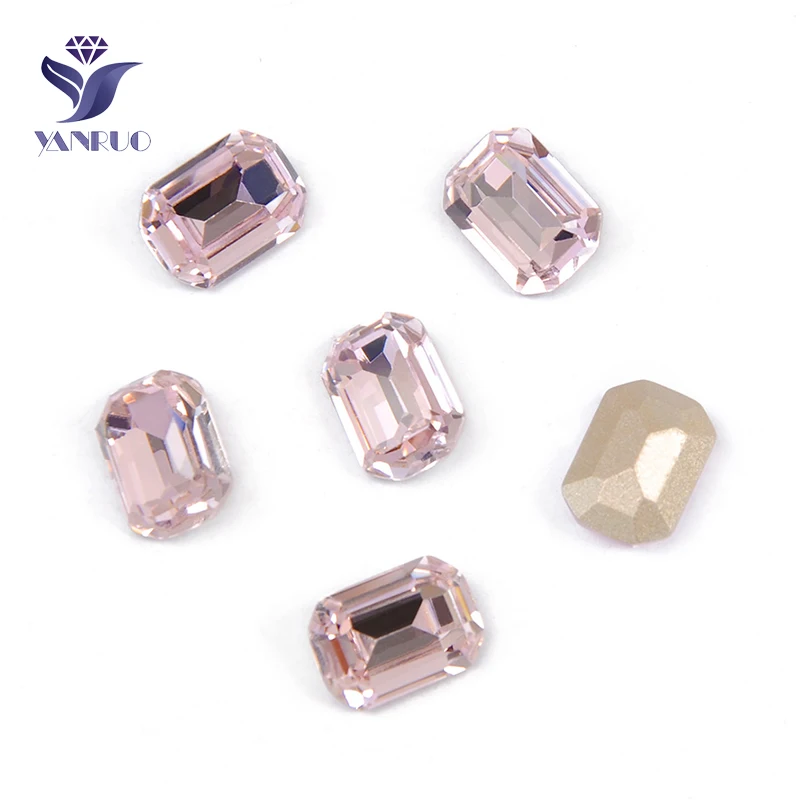 Without Claw Yanruo 4610 все размеры светло-розовые Восьмиугольные блестящие стразы хрустальные маскарадные камни пришитые Стразы для рукоделия - Цвет: Without Claw